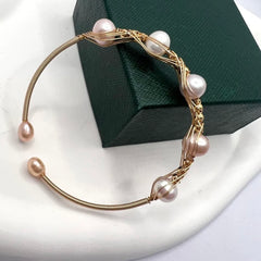 【Jewelry】Freshwater Pearl Wire Wrapping Bangle
