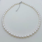 Freshwater Seedless Pearl Tear Drop Full string Necklace (6-7mm)--AFSN005
