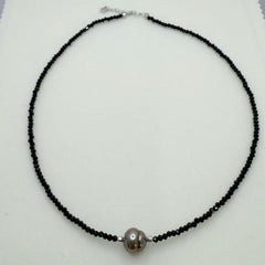 Black Tahitian Baroque Pearl Spinel Design Pearl Set-ASBS001