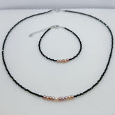 Freshwater Pearl Seedless Pearl Set Spinel Design (3--4mm)AFSS001