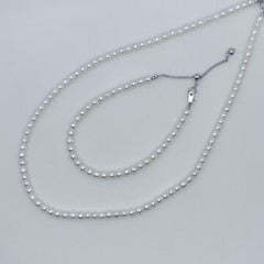 AAA Freshwater AK Pearl Set Full String Necklace and Bracelet (3.5-4mm)- AFAS004