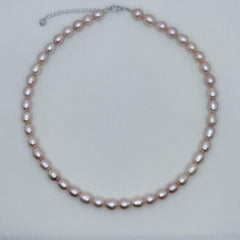 Champagne color Seedless Pearl Freshwater Seedless Pearl Necklace (6-8mm)-AFSN006