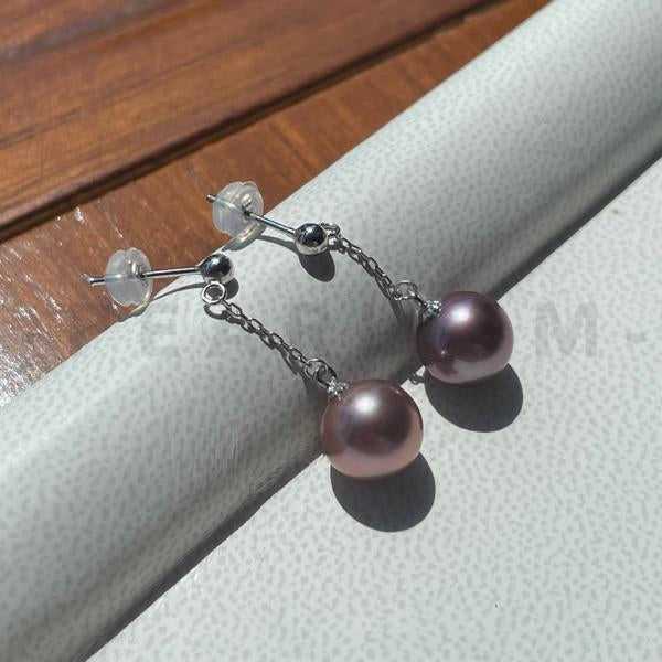 9-10mm Purple Edison Pearl S925 Jewelry Set: Necklace&Ring&Earrings  (End Product)【Pearlism】