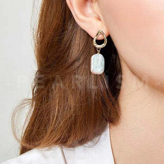 Freshwater Baroque Pearl Vintage Earrings 【Pearlism】