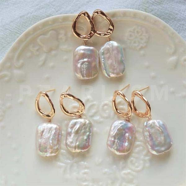 Freshwater Baroque Pearl Vintage Earrings 【Pearlism】