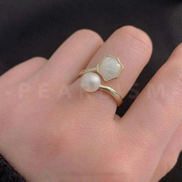 Freshwater Pearl Shell Design Fashion Adjustable Ring 【Pearlism】