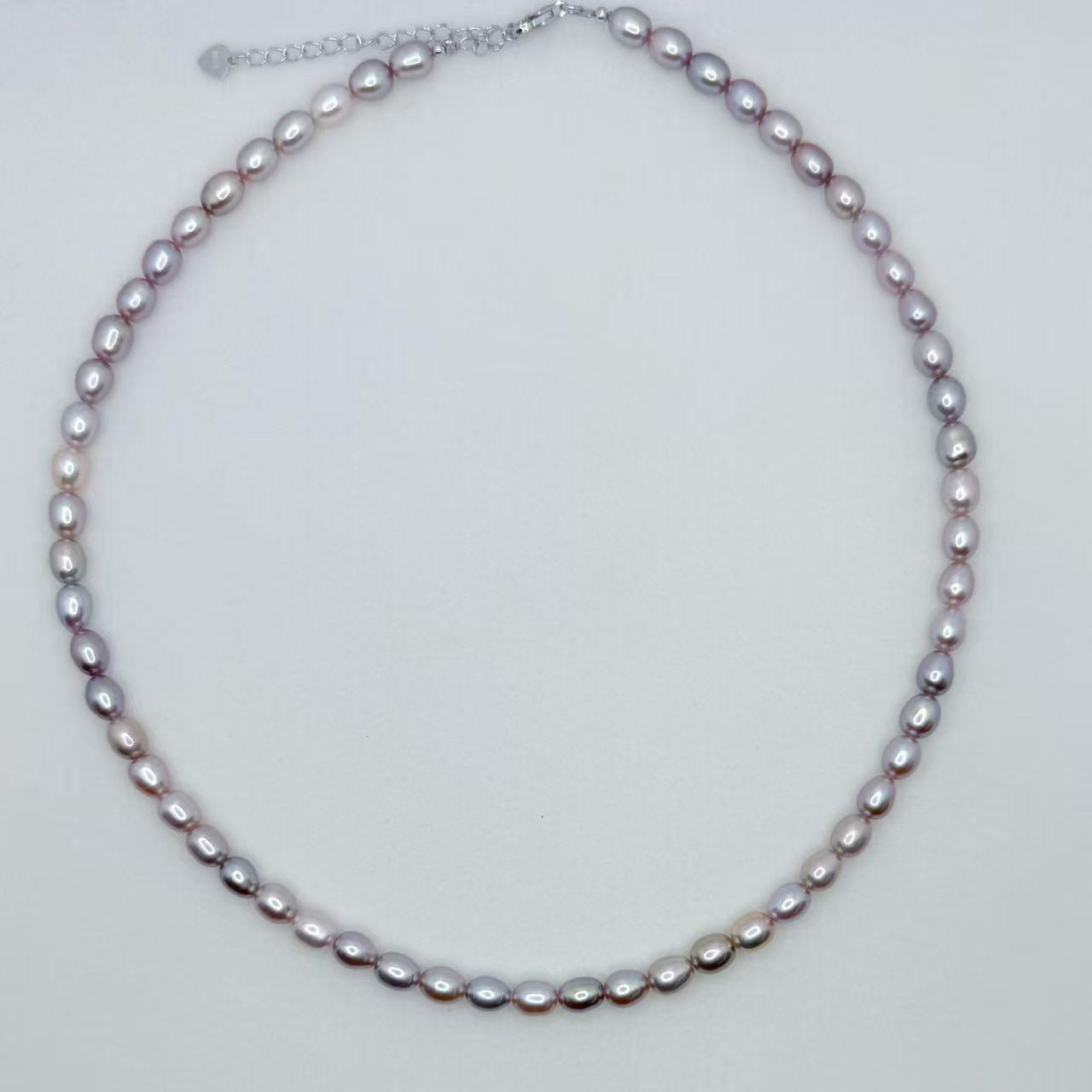 Freshwater Seedless Pearl Set Full String Necklace and Bracelet (5-6mm)AFSS002