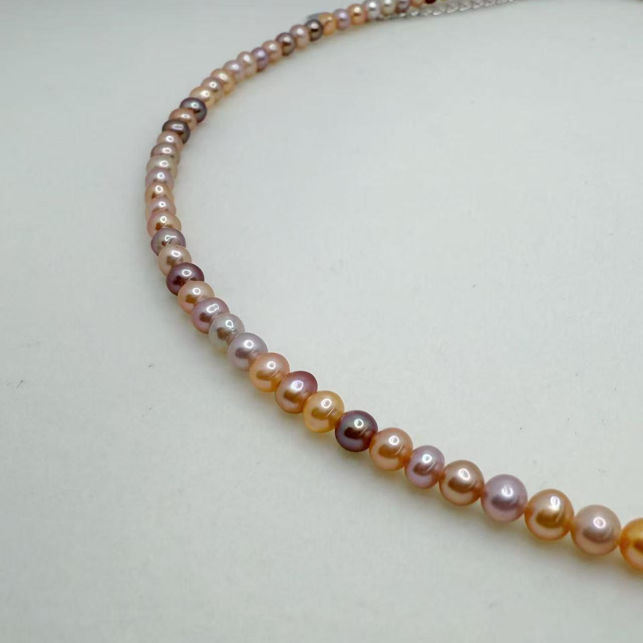 Candy Pearl Jewelry Set Freshwater Ak Pearl Princess Necklace  Bracelet (3-4mm)-AFAS002