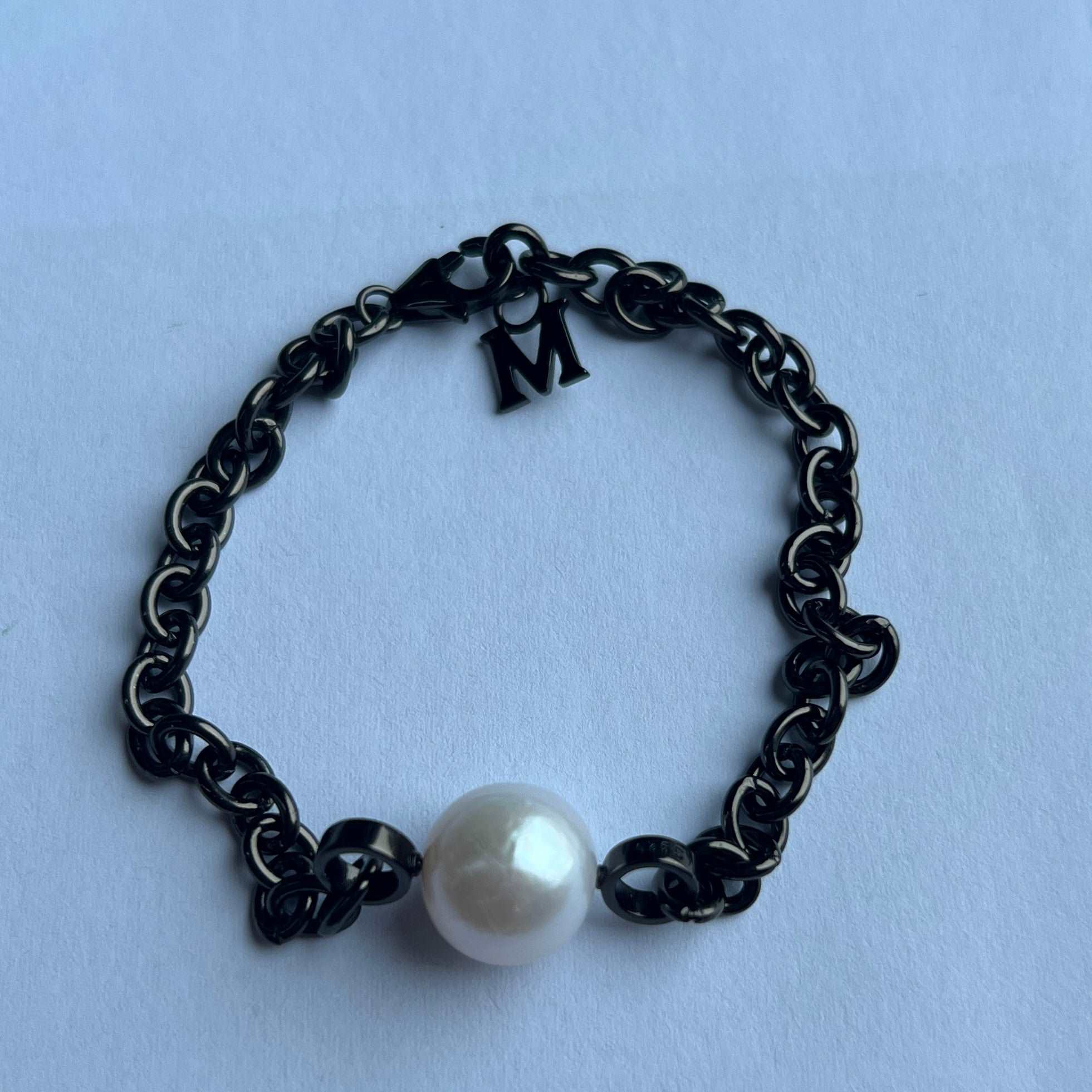 【Black Knight 】【Adee Same Style】S925 Silver Black Fashion M-shaped Pearl Bracelet【PEARLISM】