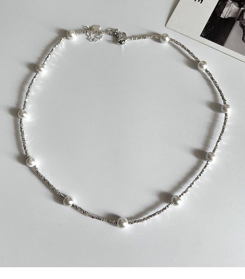 Full Star Nucleated Freshwater Pearl Clavicle Pearl Chain S925 Silver