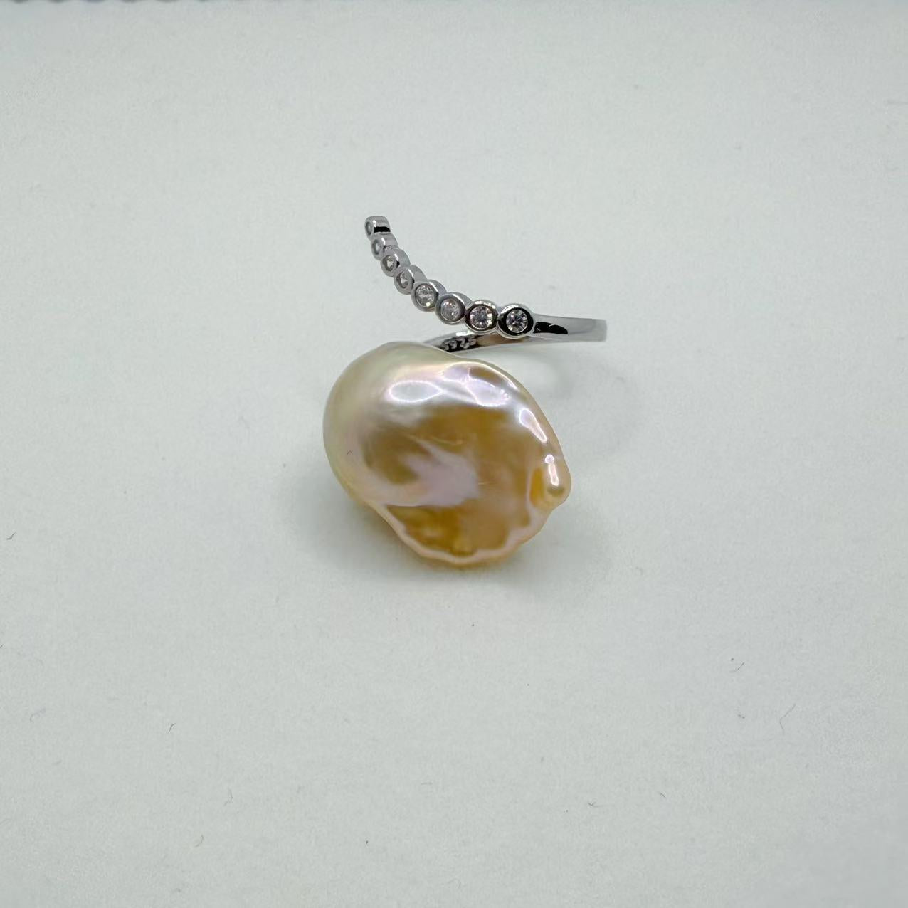 Baroque Pearl Ring Freshwater Baroque Pearl Adjustable--AFBR001