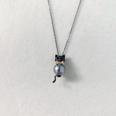 Kitty Cat Baroque Tahitian Pearl Necklace S925 Chain 【Flash Sale】