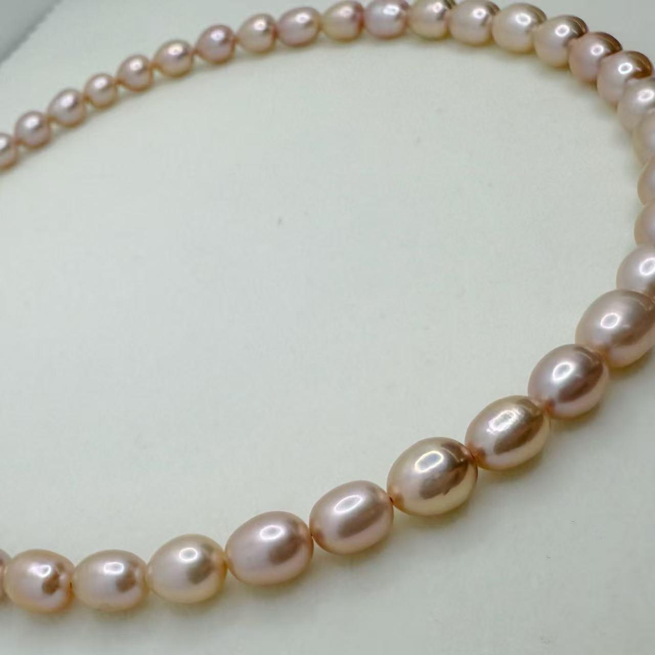 Champagne color Seedless Pearl Freshwater Seedless Pearl Necklace (6-8mm)-AFSN006