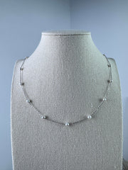 Starry Night Design Pearl Necklace Freshwater seedless Pearl 17 Pearls (50cm) White-AFSN004