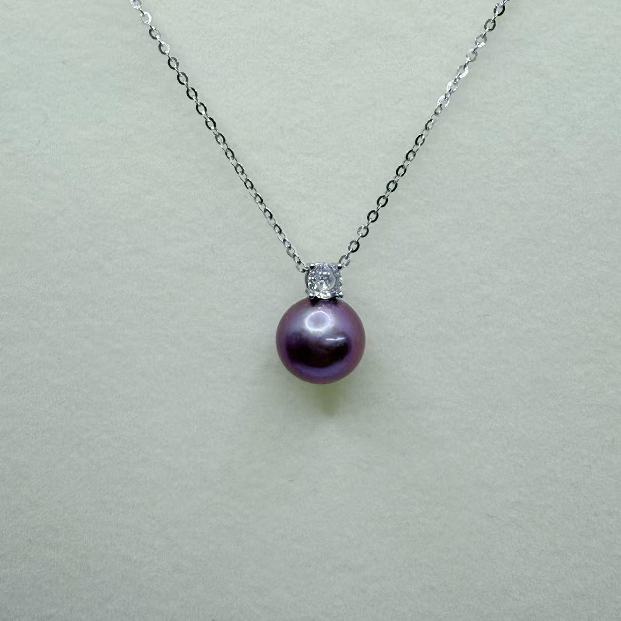Edison Pearl Pendant Collection Freshwater Edison Pearl White Color/Purple Color（Free S925 Chain） (9-10mm)
