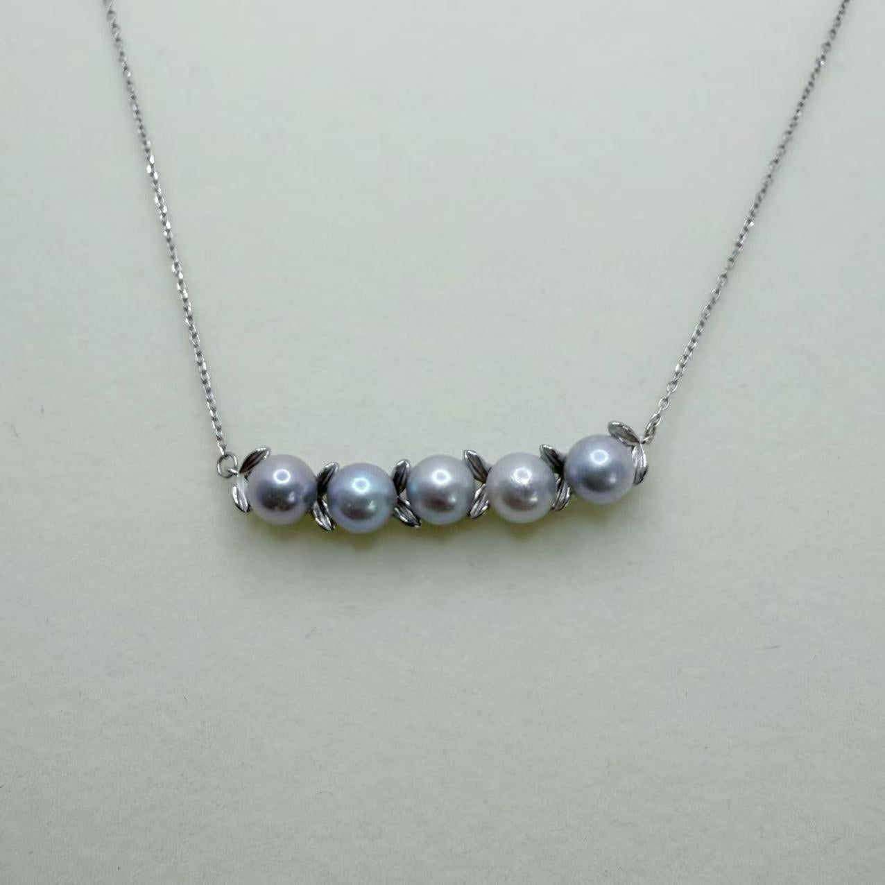 Olive Branch Design Madama Pearl Necklace 5 Seawater Pearl Akoya (6-7mm) (45cm)