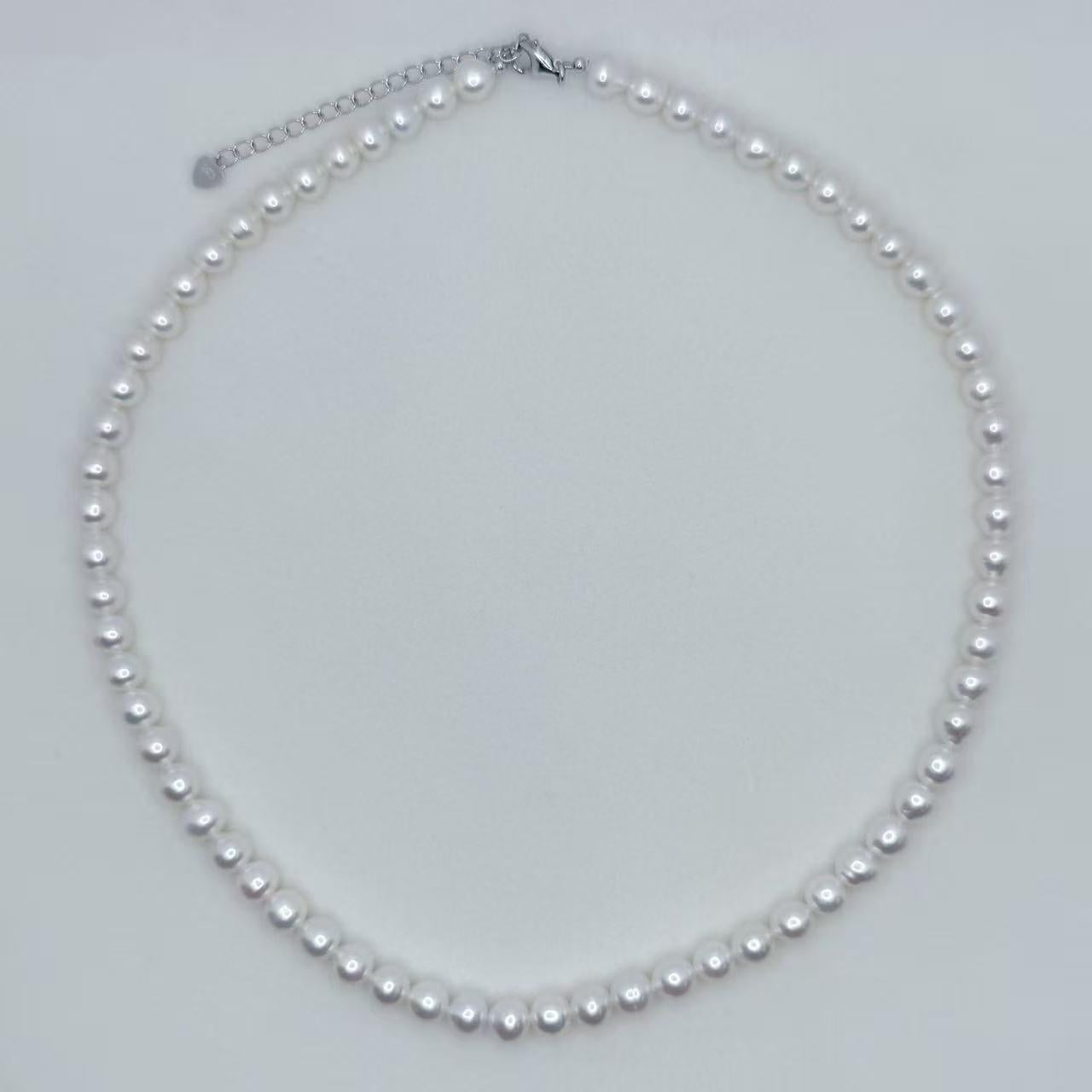 Freshwater AK Pearl Jewelry Set Full String Necklace Close to Round 6mm (40+5mm)-AFAS003