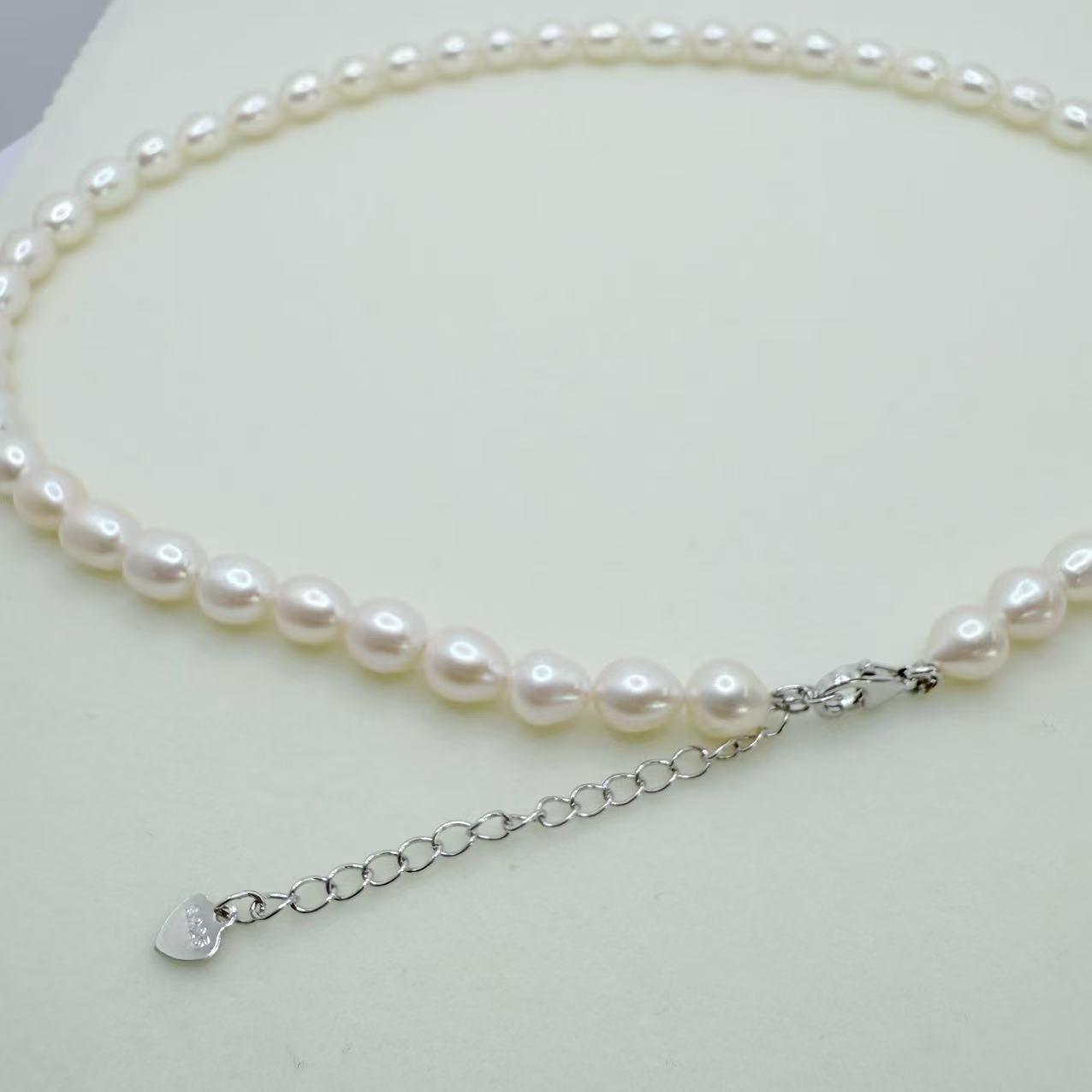 Freshwater Seedless Pearl Tear Drop Full string Necklace (6-7mm)--AFSN005