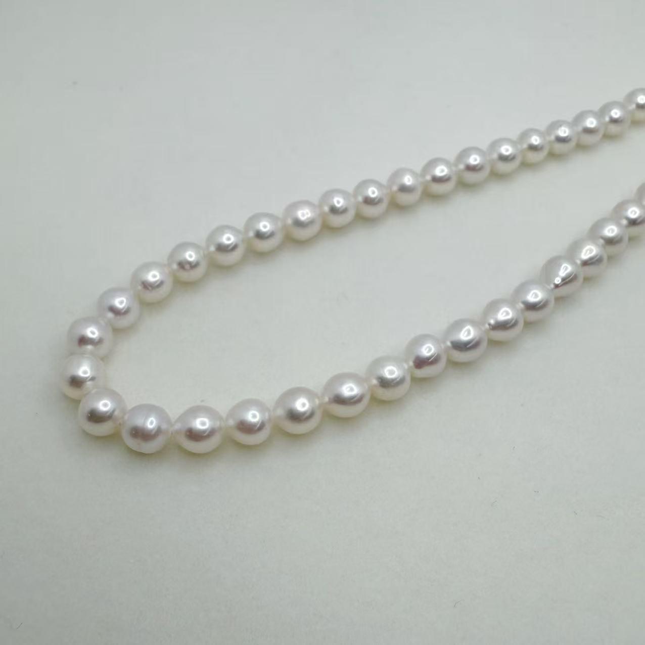 Freshwater AK Pearl Jewelry Set Full String Necklace Close to Round 6mm (40+5mm)-AFAS003