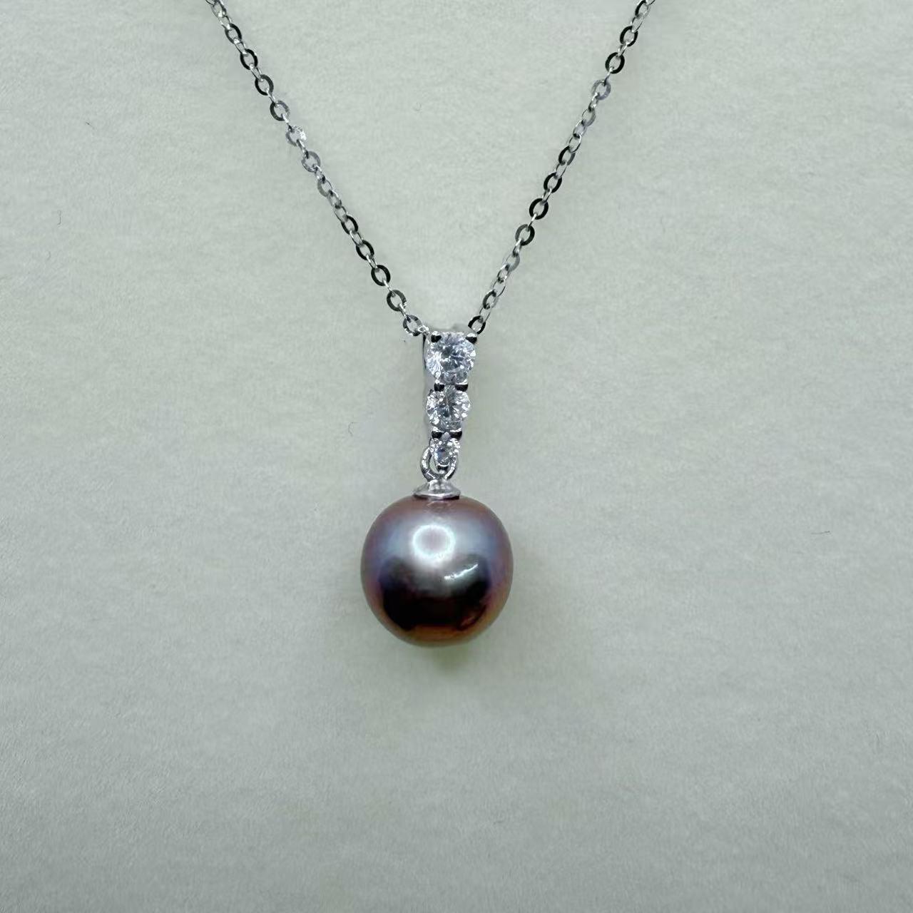 Edison Pearl Pendant Collection Freshwater Edison Pearl White Color/Purple Color（Free S925 Chain） (9-10mm)