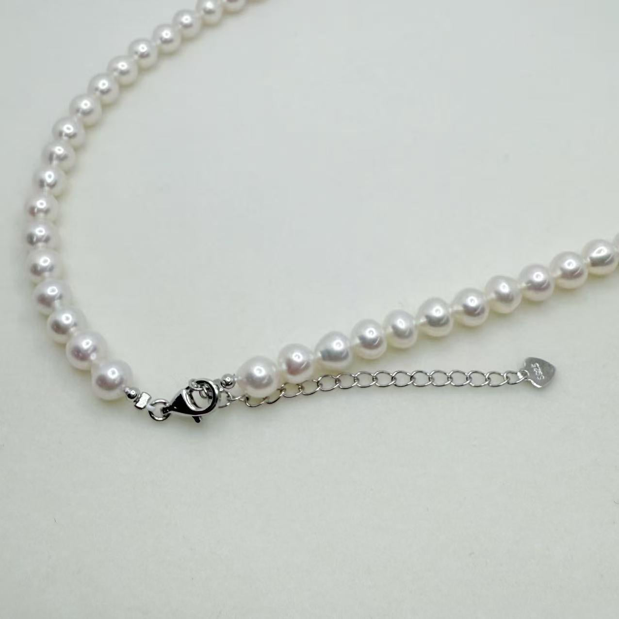 Freshwater AK Pearl Jewelry Set Full String Necklace Close to Round 6mm (40+5mm)-AFAS003