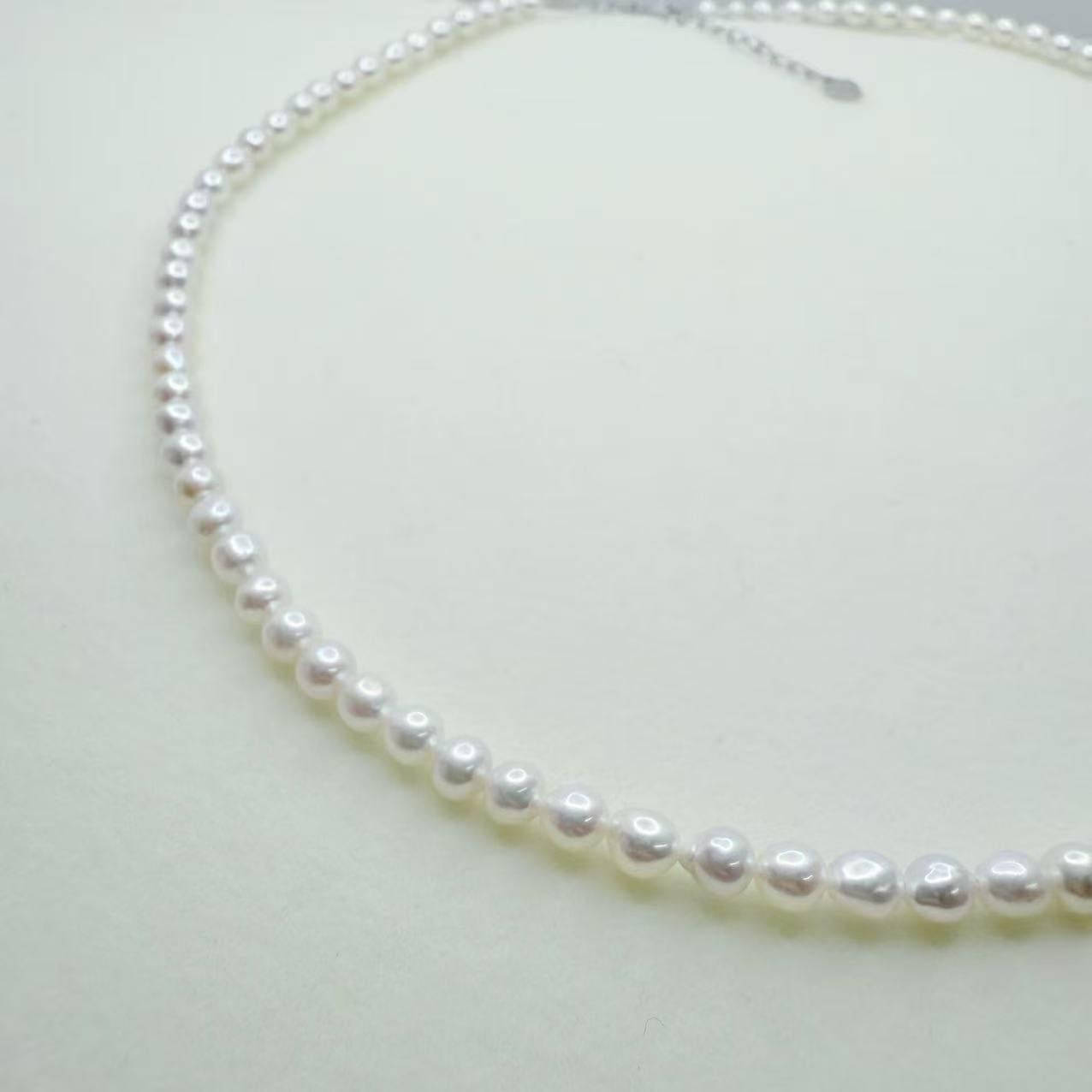 AAA Freshwater AK Pearl Set Full String Necklace and Bracelet (3.5-4mm)- AFAS004