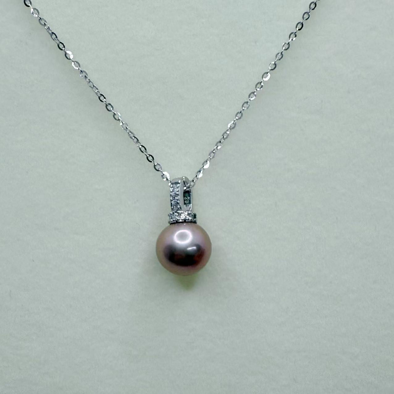 Edison Pearl Pendant Collection Freshwater Edison Pearl White Color/Purple Color（Free S925 Chain） (9-10mm)