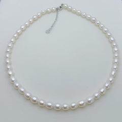 Freshwater Seedless Pearl Tear Drop Full string Necklace (6-7mm)--AFSN005