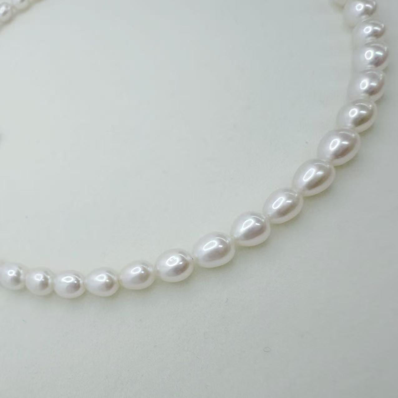 Freshwater Seedless Pearl Tear Drop Full string Necklace (6-7mm)--AFSN005