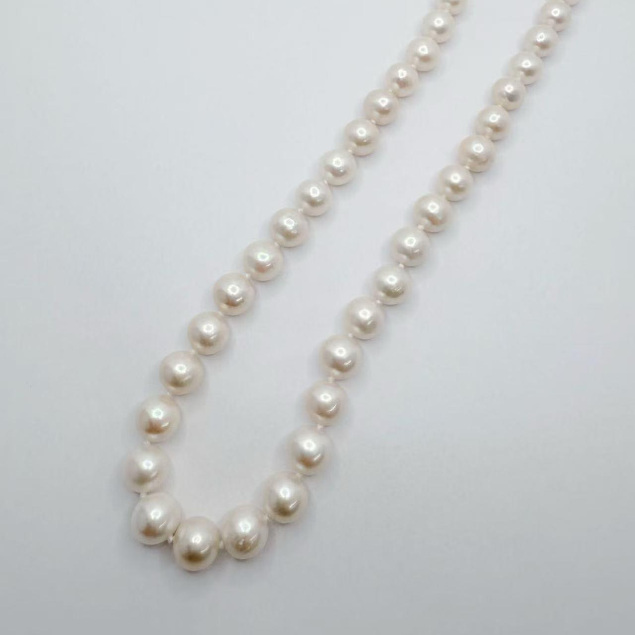 Freshwater Seedless Pearl Princess Necklace  Full String  Pearl Necklace (8.5-9.5mm)-AFSN001