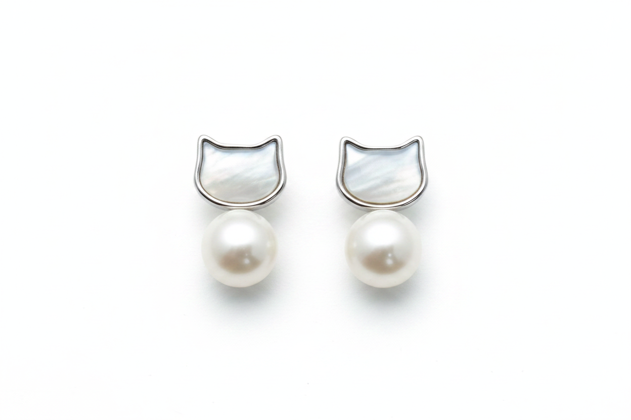 Pearl Earrings  with  Seawater Akoya pearl gift  (1 pearl) [Open in live]｜Freshwater  Pearl  Earrings