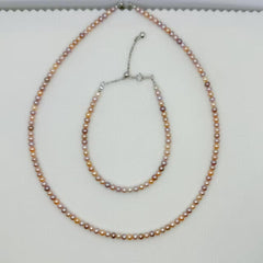 Candy Pearl Jewelry Set Freshwater Ak Pearl Princess Necklace  Bracelet (3-4mm)-AFAS002