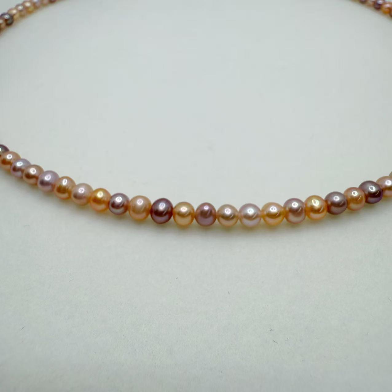 Candy Pearl Jewelry Set Freshwater Ak Pearl Princess Necklace  Bracelet (3-4mm)-AFAS002