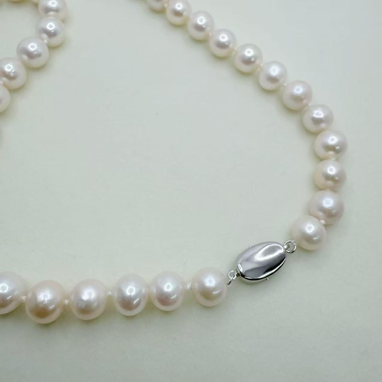 Freshwater Seedless Pearl Princess Necklace  Full String  Pearl Necklace (8.5-9.5mm)-AFSN001