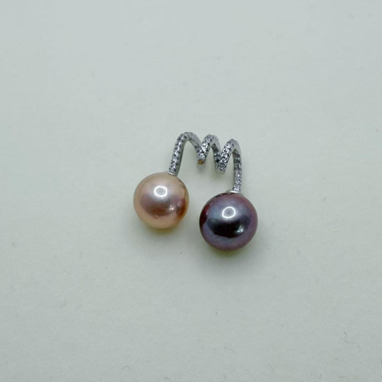 Flipped Design Twisted Double Edison Pearl Pendant Freshwater Pearl (9-10mm) (Free S925 Chain)-AFEP007