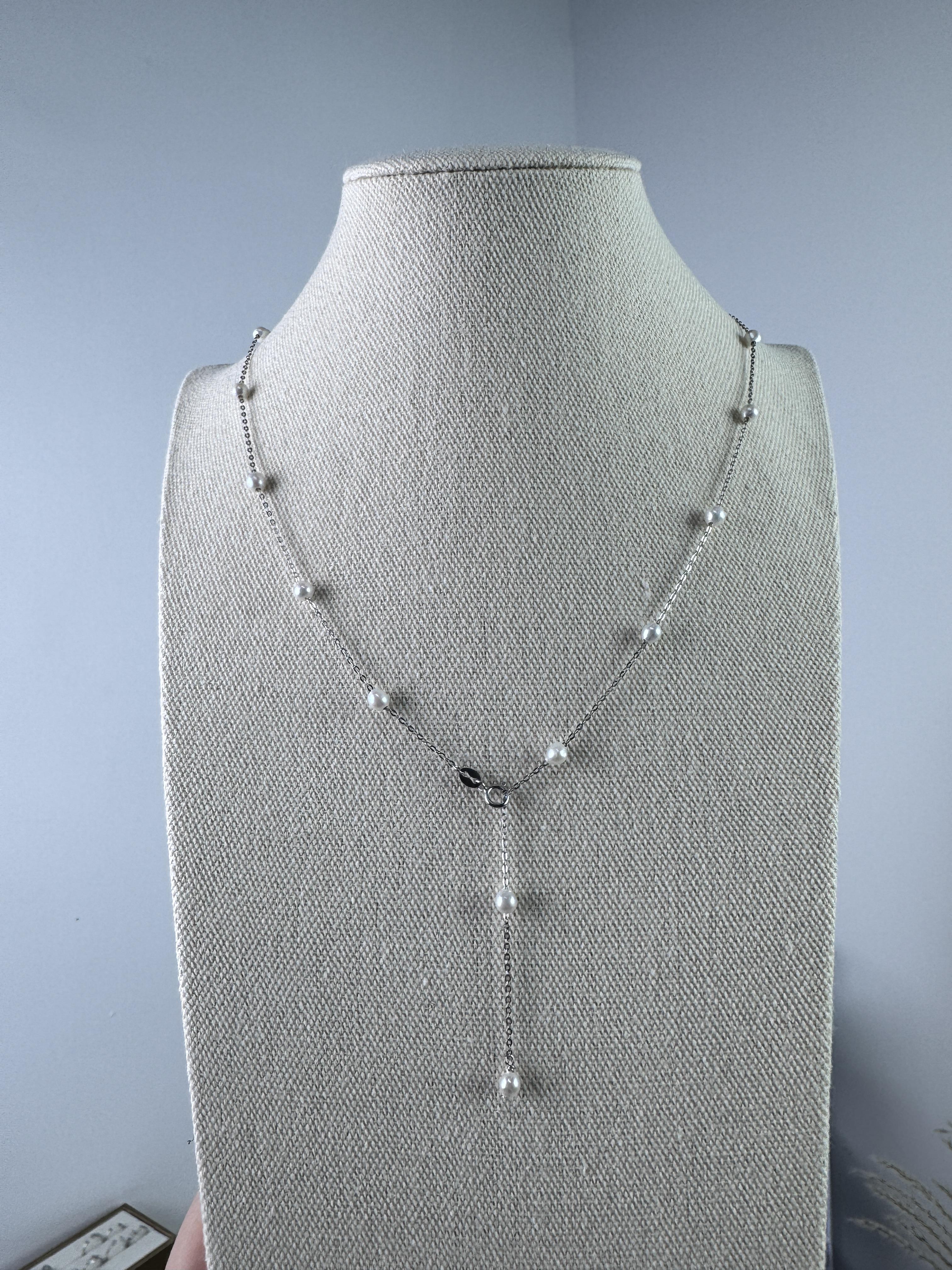 Starry Night Design Pearl Necklace Freshwater seedless Pearl 17 Pearls (50cm) White-AFSN004