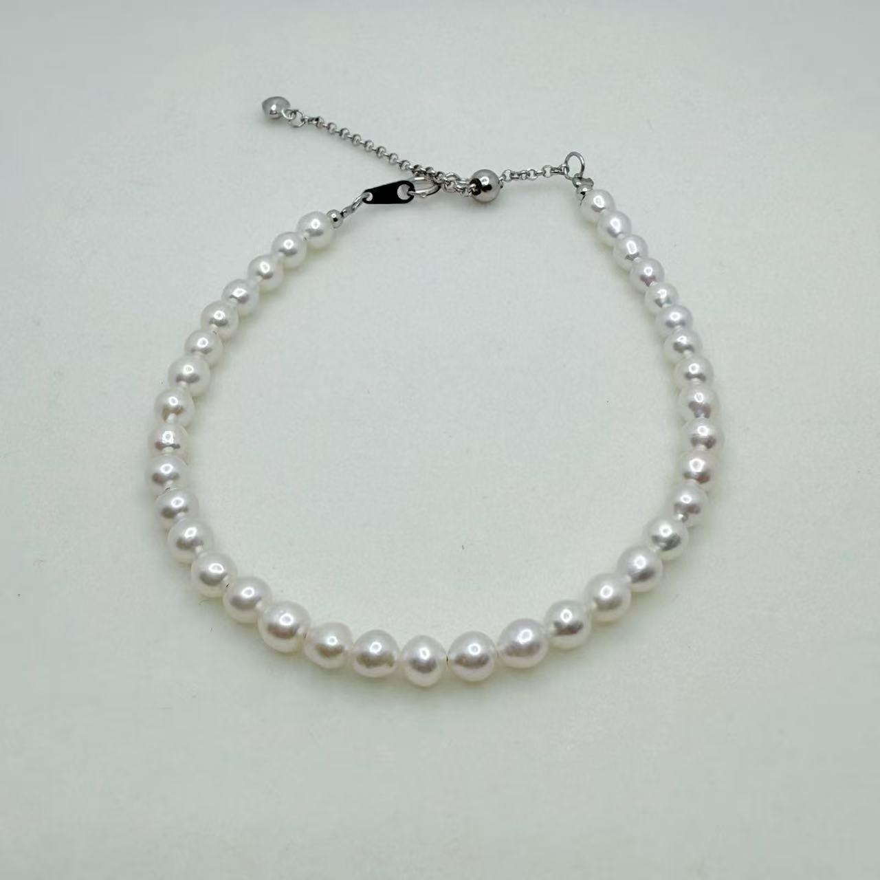 AAA Freshwater AK Pearl Set Full String Necklace and Bracelet (3.5-4mm)- AFAS004