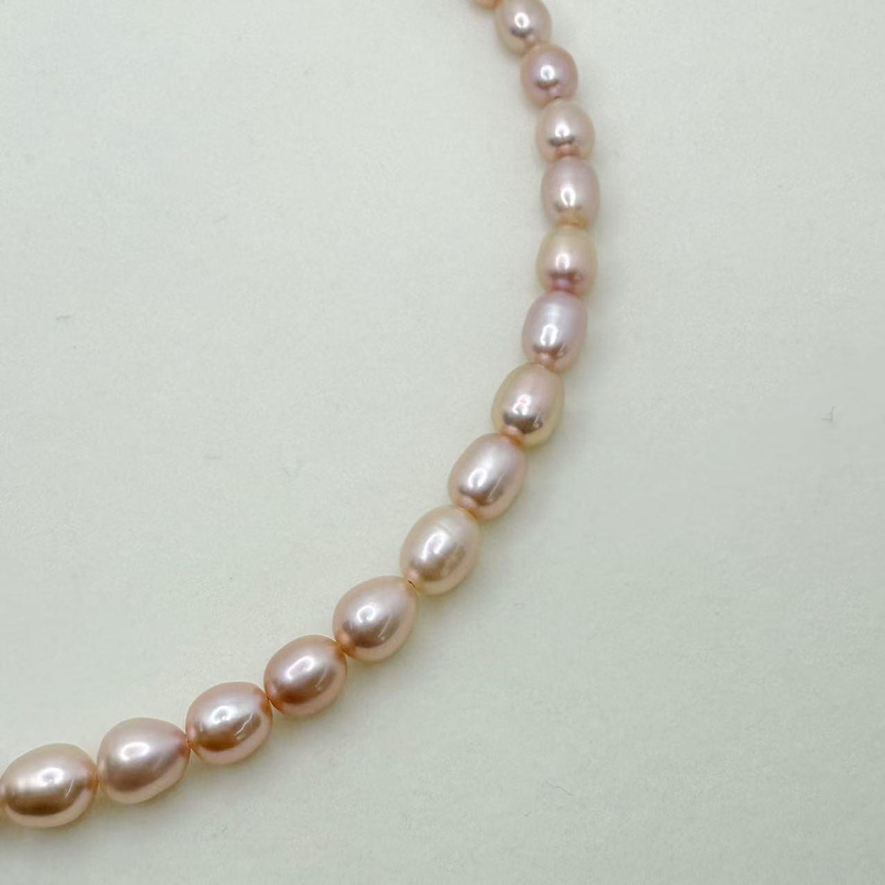 Champagne color Seedless Pearl Freshwater Seedless Pearl Necklace (6-8mm)-AFSN006