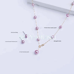 Freshwater Pearls 18K Gold Purple Pearls Pearls Delicate Necklace 4-7mm