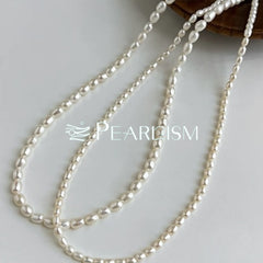 Extremely small grain pearl necklace with natural freshwater pearls, high-quality and luxurious French style collarbone chain