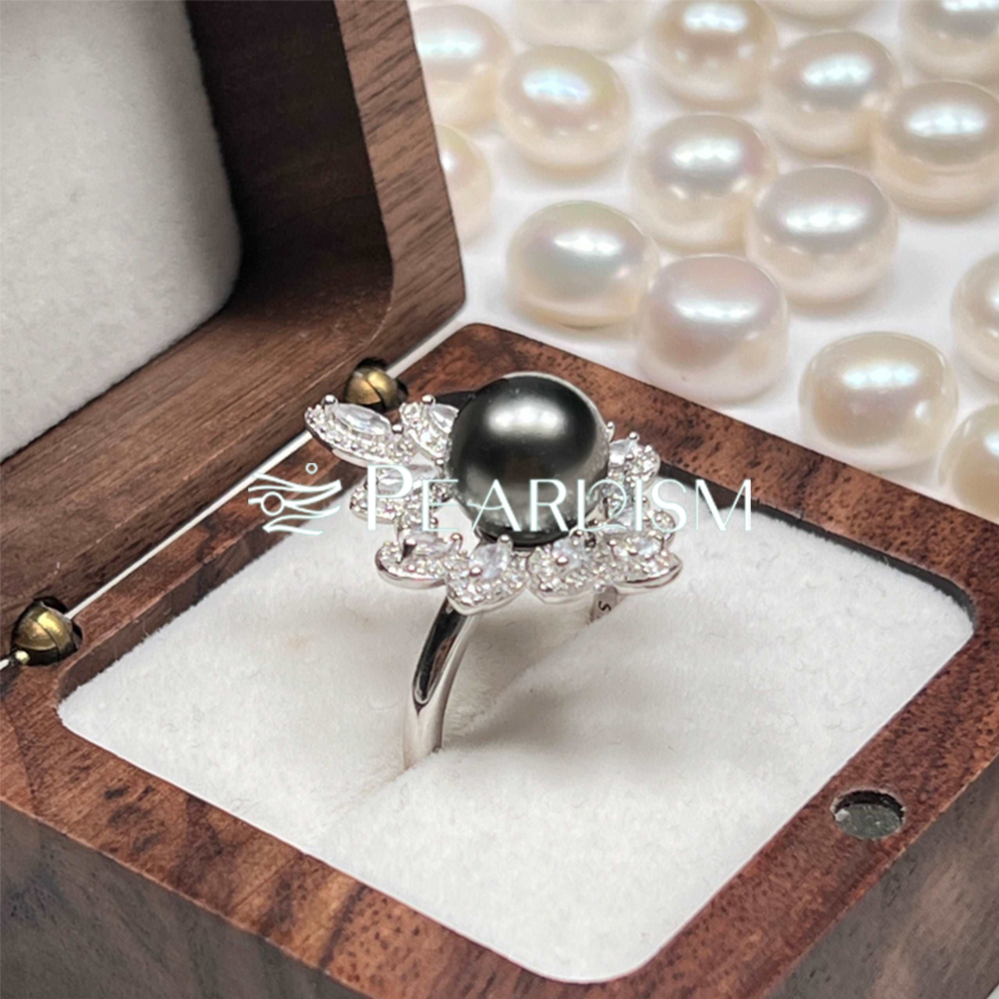 Leaf Tahitian Pearl ring S925 9-10mm