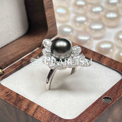 Leaf Tahitian Pearl ring S925 9-10mm